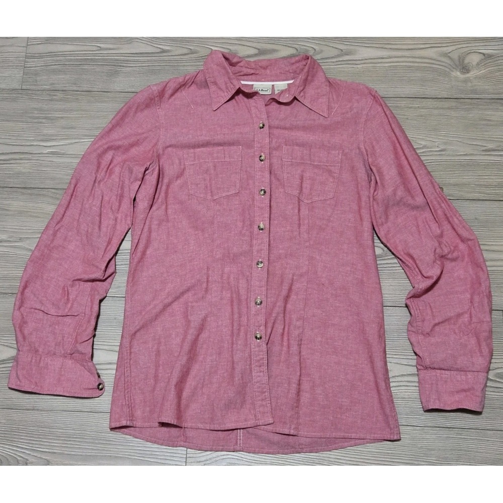 L.L. Bean Button Up Shirt Womens XS Long Sleeve Pink LL Bean